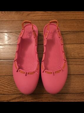 CROCS Springi Flats Ballet Slingback Orange/Pink Women's Size 6